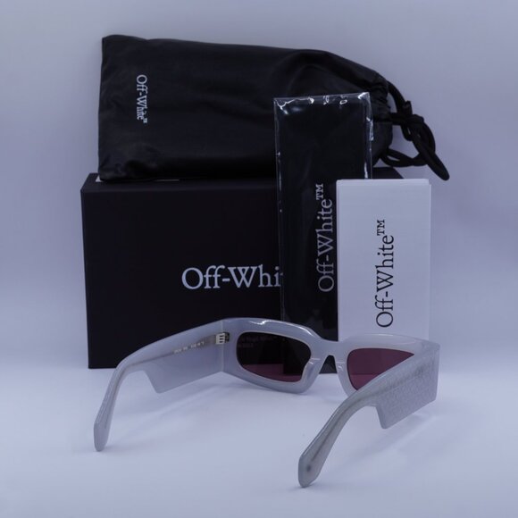 Off-White OERI141 CARY 0928 Sunglasses Grey Rectangle Frame, Burgumdy Lenses